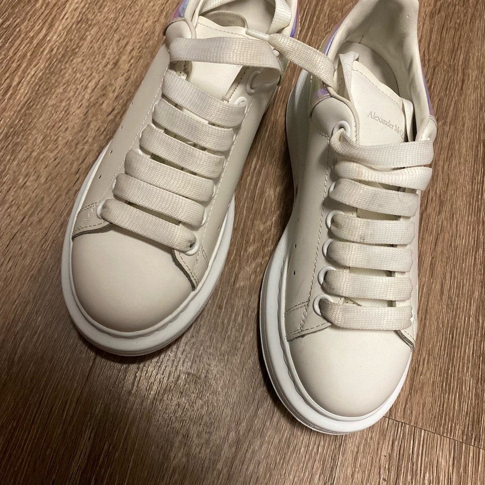 Cream Sneakers with Lace-Up Design
